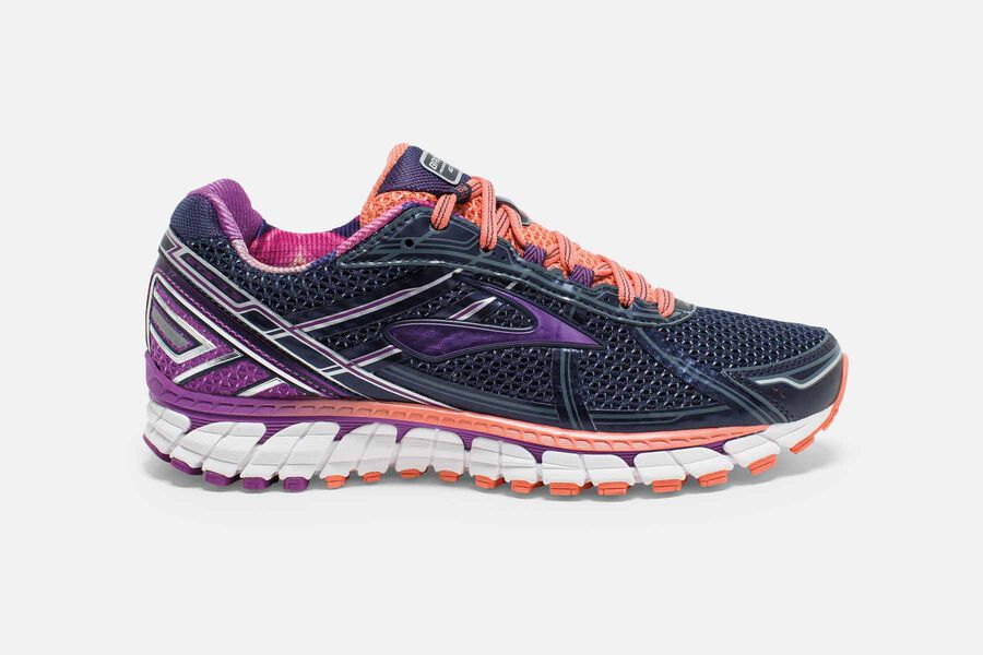 Brooks Adrenaline GTS 15 Womens Australia - Trail Running Shoes - Black/Purple (764-GYZKJ)